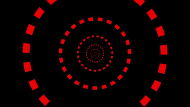 Abstract square tunnel with neon light lines looped animation. Hypnotic flight in virtual swirl with fluorescent beaming. Futuristic cyberspace pathway background black with zoom and 4k video