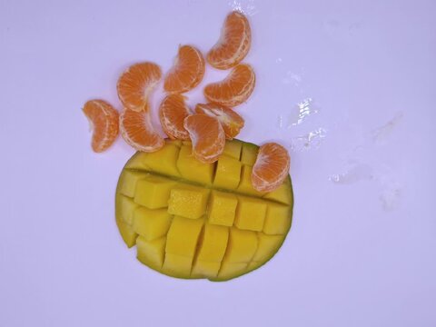 Stop motion animation of juicy fruits