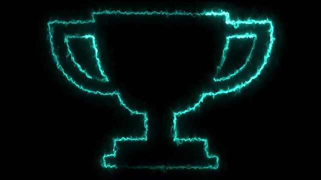 Neon blue line winner podium with 1st, place icon animation with blue color on a black background pedestal appearance 4k motion design animation for ...