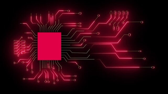 CPU text on a glowing teal digital circuit board with intricate lines on a black background Search Engine Optimization 4k video
