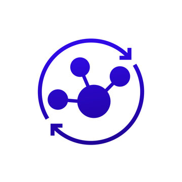 bioavailability icon with molecule and arrows