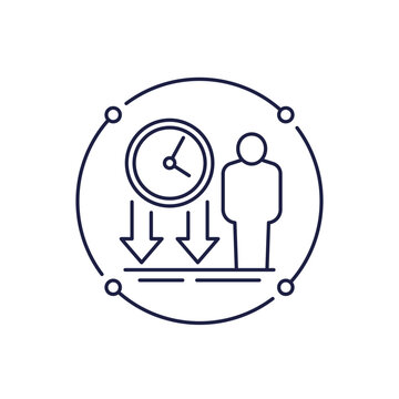 reduce work hours icon in line design