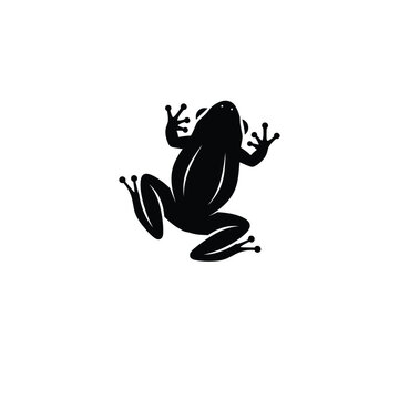 Black silhouette of a frog jumping.