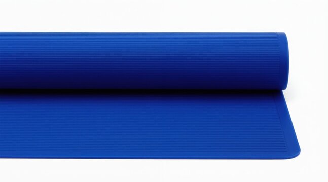 Blue silicone baking mat unrolled on white surface showing its flexible material texture. Useful for culinary work and kitchen baking needs.