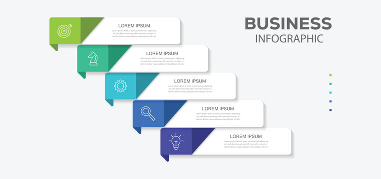 Presentation business infographic template with 5 options. Business process. Can be used for info graphics, flow charts, presentations. vector
