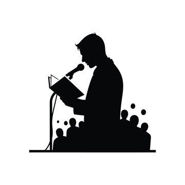 Man speaking into a microphone.