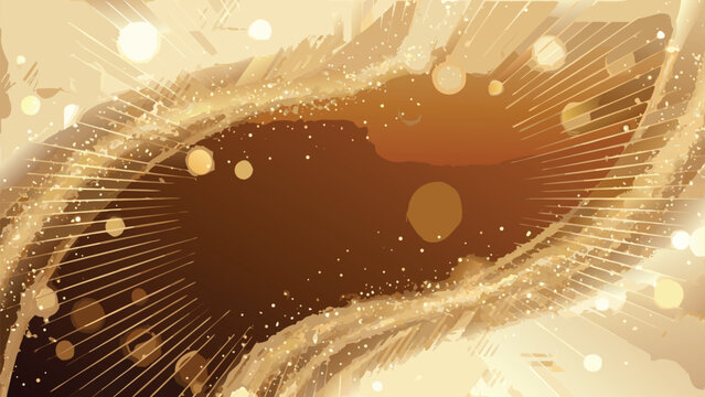 Abstract gold glitter background with sparkling dust particles and elegant bokeh lights. Luxury glamour theme for festive celebrations, holiday designs, and awards. Shimmering vector illustration.