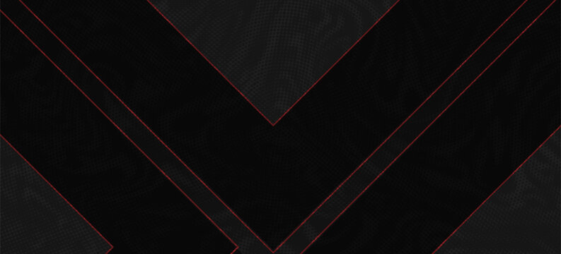 Abstract Black Geometric Background with Red Neon Line Accents, Suit for banner, web, brochure, pamflet, poster and presentation