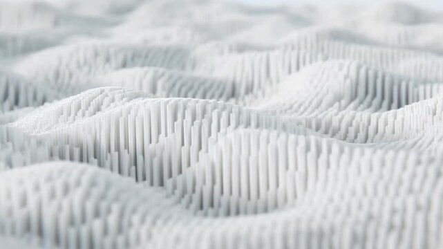 Rolling Vertical Forms In Shade. Abstract Digital Art Resembling Waves Of Slender Vertical Shapes