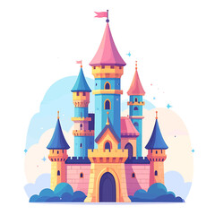 Colorful cartoon castle with towers 1. © Lilik