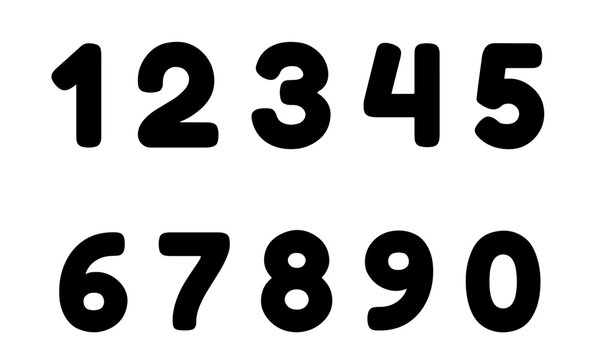 Bold Number Silhouette Set PNG transparent background 