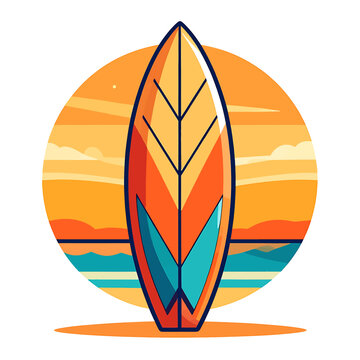Surfboard Design with Colorful Patterns.