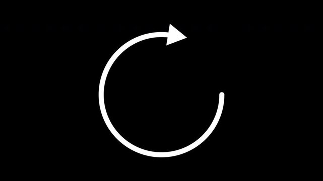 Minimalist white loading spinner animation on black background, for ui ux progress