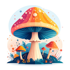 Fototapeta premium Colorful large mushroom with spores.
