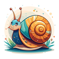 Colorful cartoon snail with shell 1. © Rohimah