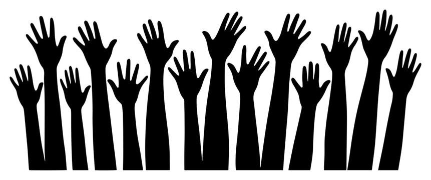 Raised hands reaching up in minimalist silhouette style