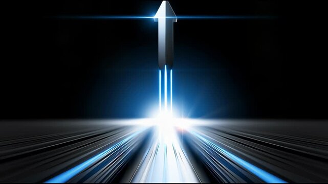 Business growth success concept glowing arrow rising through light abstract progress increase vision leadership innovation futuristic technology motivation