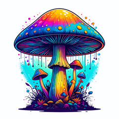 Fototapeta premium Colorful illustration of large mushroom 1.