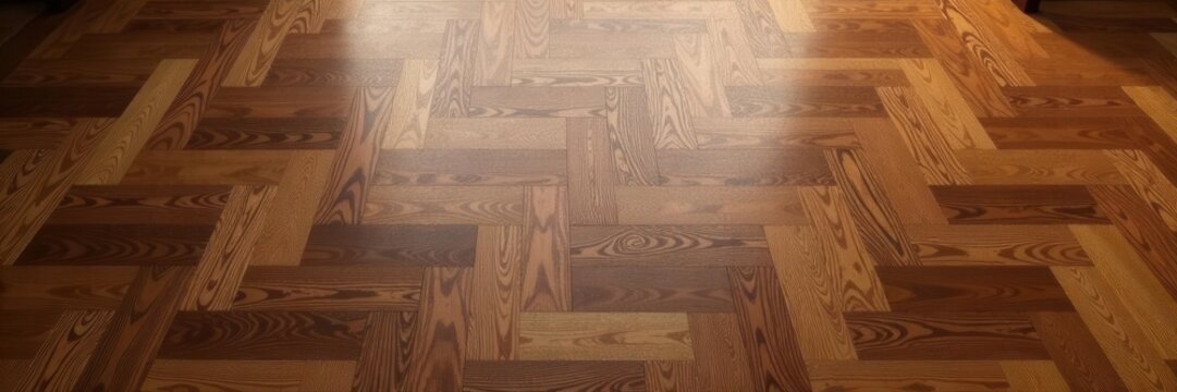 Brown wood parquet in horizontal herringbone style Rich, varied grain , wooden, wood, surface