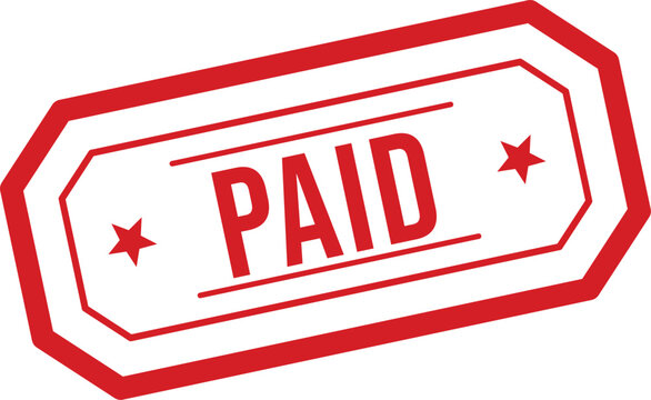 A prominent red rectangular stamp clearly displays the word PAID along with decorative star accents