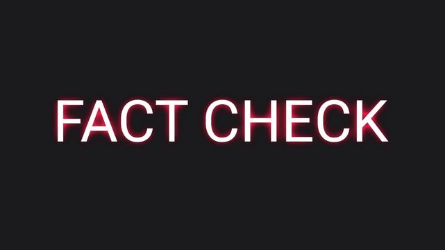 Red Glowing Neon Fact Check Text Animation on Black Background