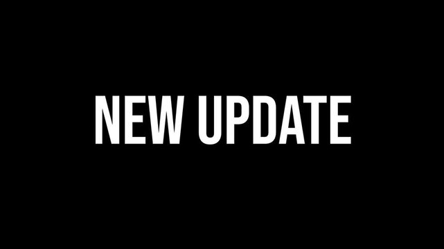 New Update text animation, kinetic typography chaotic letters assembling on black background