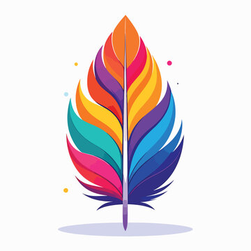 Colorful Feather Illustration with Gradient.