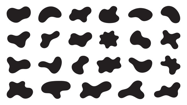 Abstract Organic Blob Shapes and Fluid Liquid Elements Set Vector Illustration
