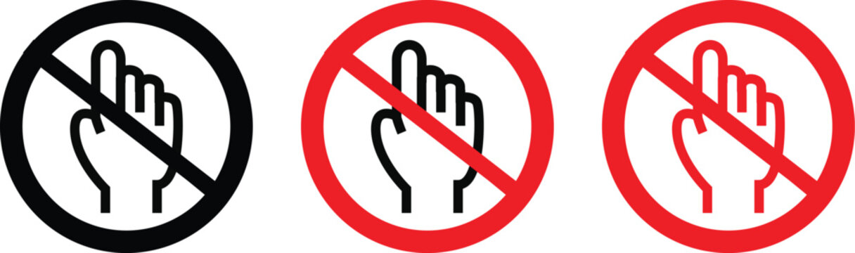 Set of no touch prohibition icons.