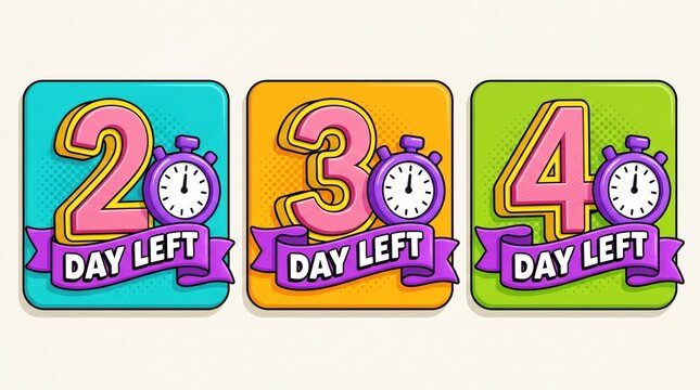 Countdown timer icons with days left