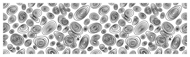 Fototapeta premium Concentric organic circles and oval shapes in minimalist line art pattern