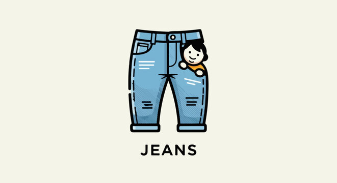 Creative pattern showing denim jeans and human face elements