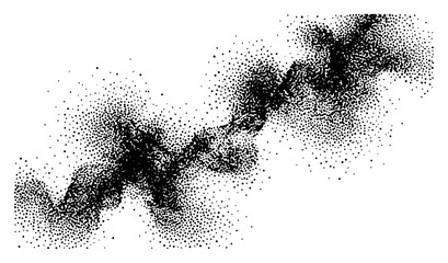 Abstract wave of dots and stippled particles in minimalist pointillism style © Camel