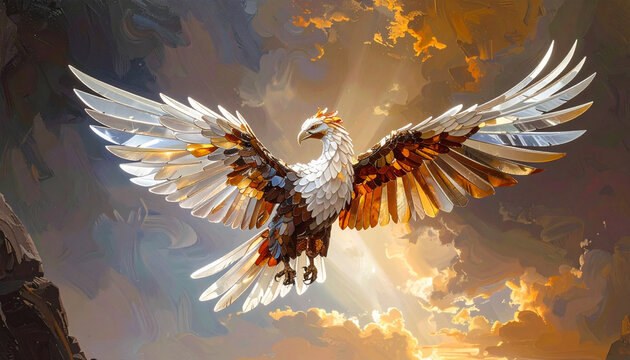 Majestic phoenix spreading wings