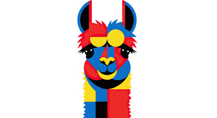 Fototapeta premium Colorful Pop Art Llama Illustration, Geometric Vector Portrait of an Alpaca with Sunglasses
