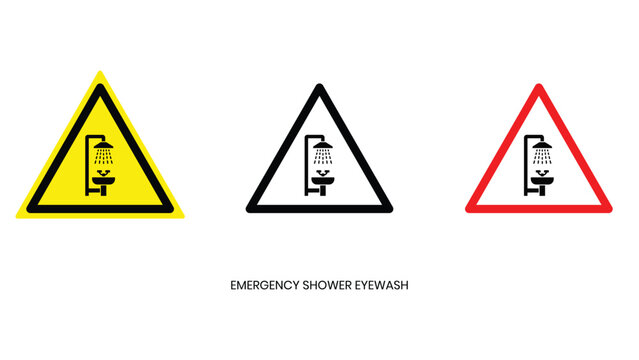 Emergency shower eyewash safety warning icons