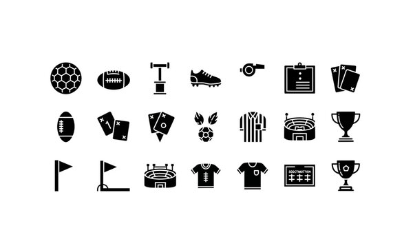 Professional sports tournament and game officiating icons vector.