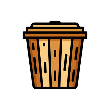 A simple icon representing a brown waste bin with a lid.