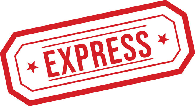Red express rubber stamp sign on a clean white background represents quick delivery or priority service