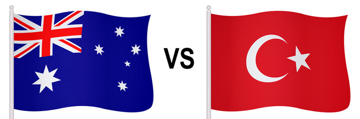 Obraz premium Flags of two opposing countries in a football match 