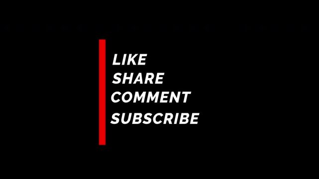 Like, share, comment, subscribe animation for Social media notification pop up isolated with red line on transparent background, 4k video