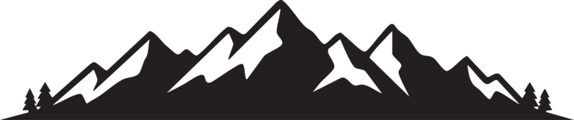 Mountain range silhouette vector graphic minimalist landscape design element © Anukul