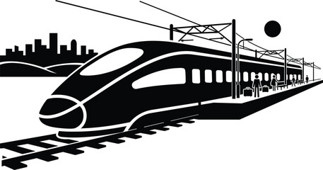 Sleek Bullet Train Silhouette Black vector final © Anukul