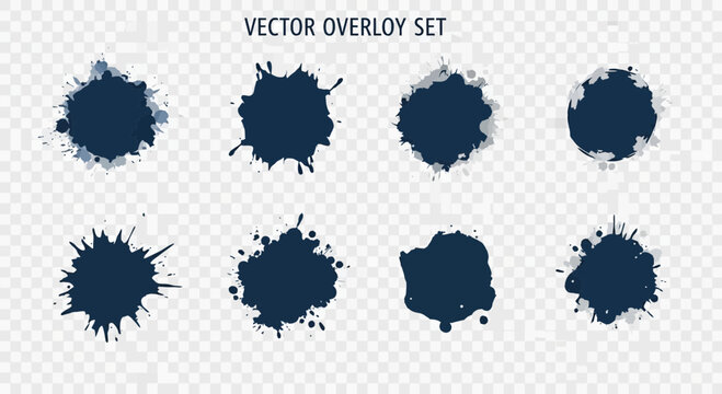 Ink blot set vector overlays for graphic design and creative projects
