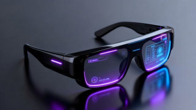 Futuristic smart glasses with holographic display