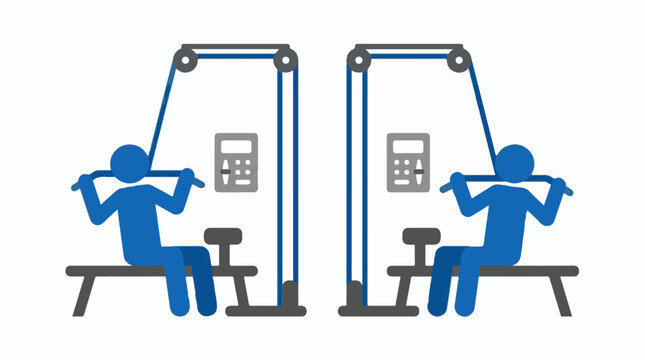 People exercising on lat pulldown machines at gym