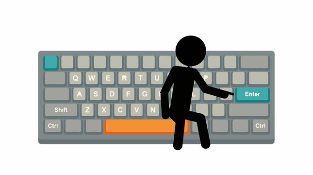 Person Sitting on Computer Keyboard Pointing at Enter Key