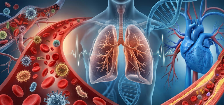 Human Lungs Anatomy, Respiratory System Health, Breathing Function, Pulmonary Disease Concept, Internal Organ Illustration, Medical Biology Science, Oxygen Exchange Process
