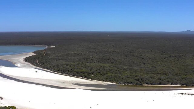 View of the Fitzgerald River National Park with Estuary Bremer River and bright white sand from Bremer Bay, western australia, down under, australia