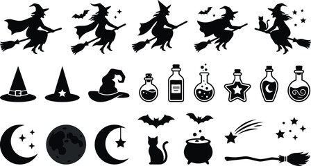 Black and white halloween icons © Rekha